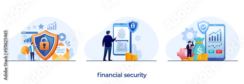 financial security, hacker, safety transaction, wallet, investment, saving, flat illustration vector