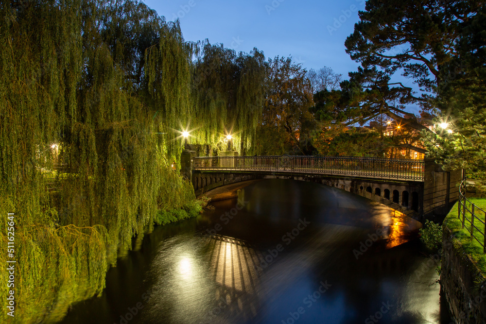 View of The Alumni Bridge, near Fitzgerald Park and University College Cork (UCC) in the evening