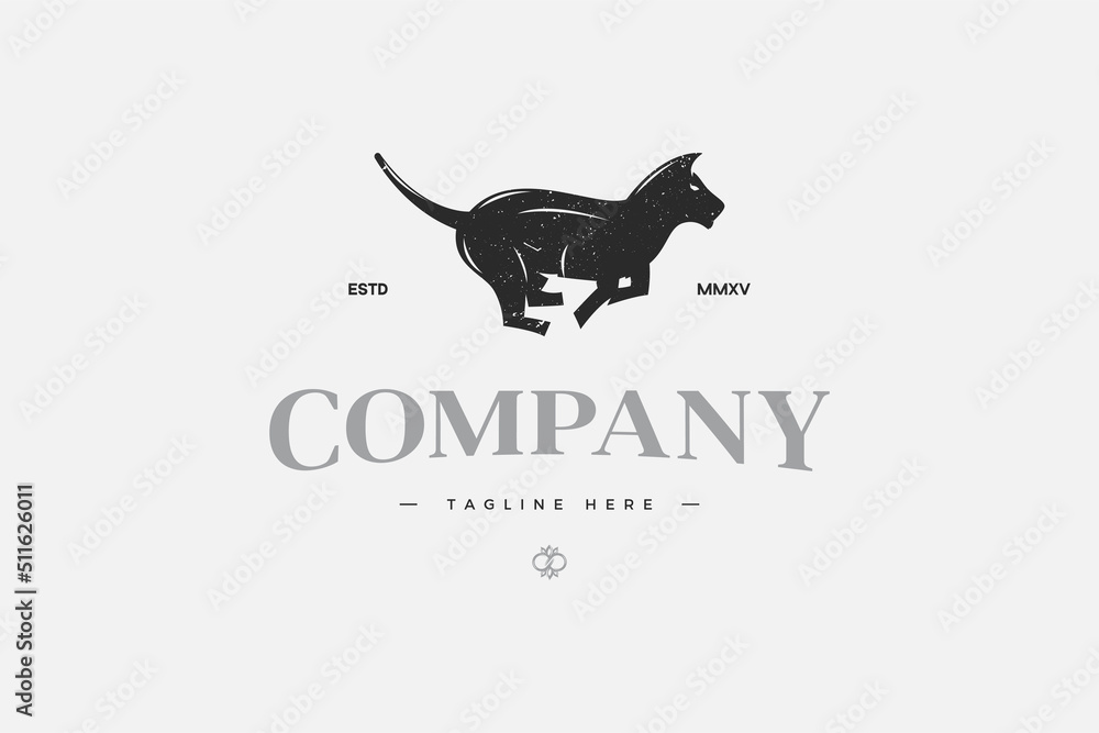 Cat logo is jumping with retro theme