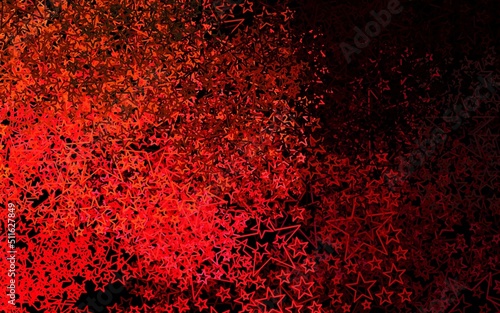 Dark Red  Yellow vector backdrop with small and big stars.