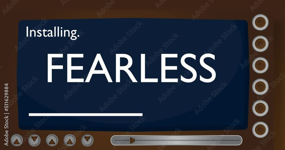Installing Fearless. Text screen on old TV. Installing Fearless. Text screen on old TV.