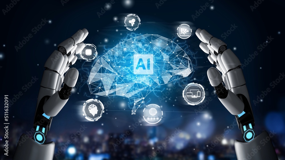 Futuristic robot artificial intelligence revolutionary AI technology ...