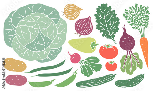Set of local vegetables and fruits