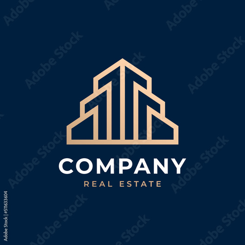 Real Estate Logo Set. Creative House Logo Collection with Golden Concept for Building, Architecture, House, Apartment, Hotel Logo Element