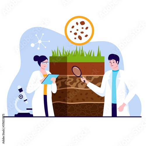 Flat design of soil analysis. Illustration for websites, landing pages, mobile applications, posters and banners. Trendy flat vector illustration