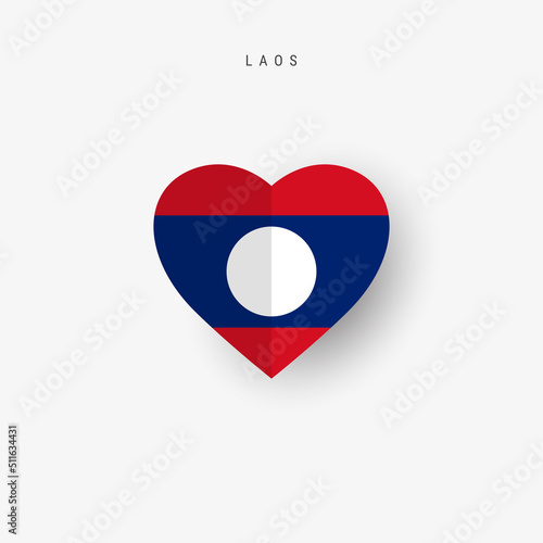 Laos heart shaped flag. Origami paper cut Laotian national banner. 3D vector illustration isolated on white with soft shadow. Free Download Laos heart shaped flag. Origami paper cut Laotian national banner. 3D vector illustration isolated on white with soft shadow. - GFXLoad