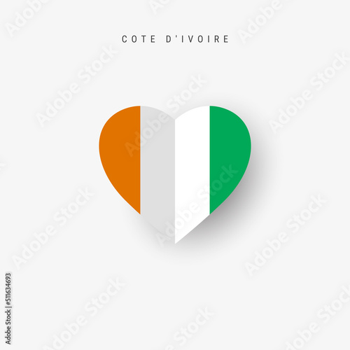 Free Download Cote d Ivoire heart shaped flag. Origami paper cut Ivory Coast national banner. 3D vector illustration isolated on white with soft shadow. - GFXLoad