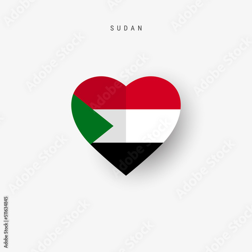 Sudan heart shaped flag. Origami paper cut Sudanese national banner. 3D vector illustration isolated on white with soft shadow. Free Download Sudan heart shaped flag. Origami paper cut Sudanese national banner. 3D vector illustration isolated on white with soft shadow. - GFXLoad