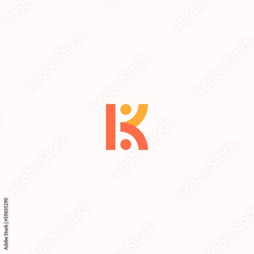 letter K people hand in hand vector