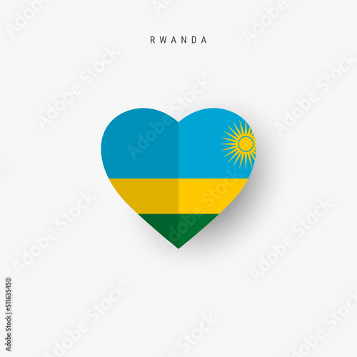 Free Download Rwanda heart shaped flag. Origami paper cut Rwandan national banner. 3D vector illustration isolated on white with soft shadow. - GFXLoad