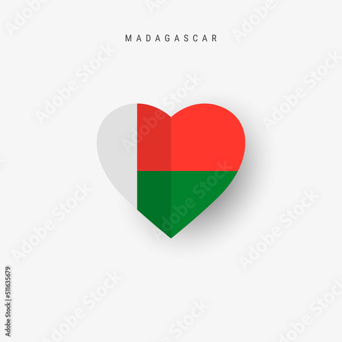 Madagascar heart shaped flag. Origami paper cut Republic of Madagascar national banner. 3D vector illustration isolated on white with soft shadow. Free Download Madagascar heart shaped flag. Origami paper cut Republic of Madagascar national banner. 3D vector illustration isolated on white with soft shadow. - GFXLoad