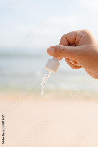 Droplet skin care on beach
