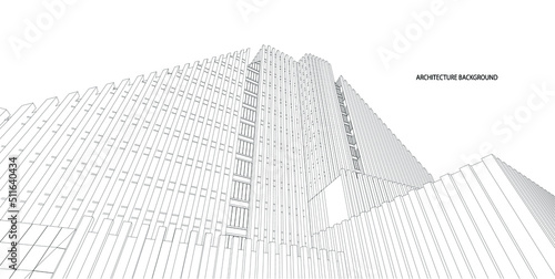 3d wireframe of building. sketch design.Vector