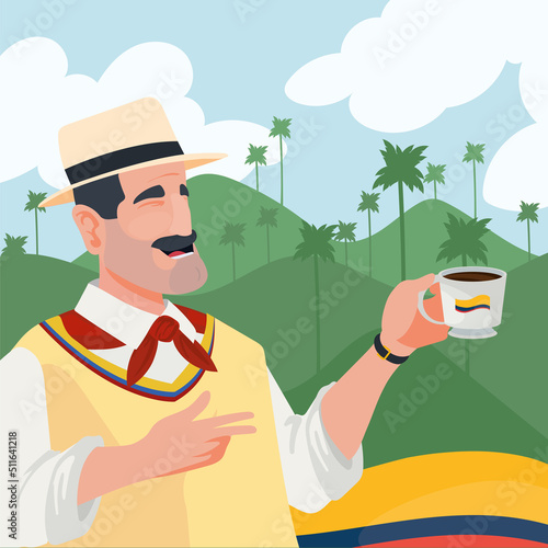 colombian man with coffee photo