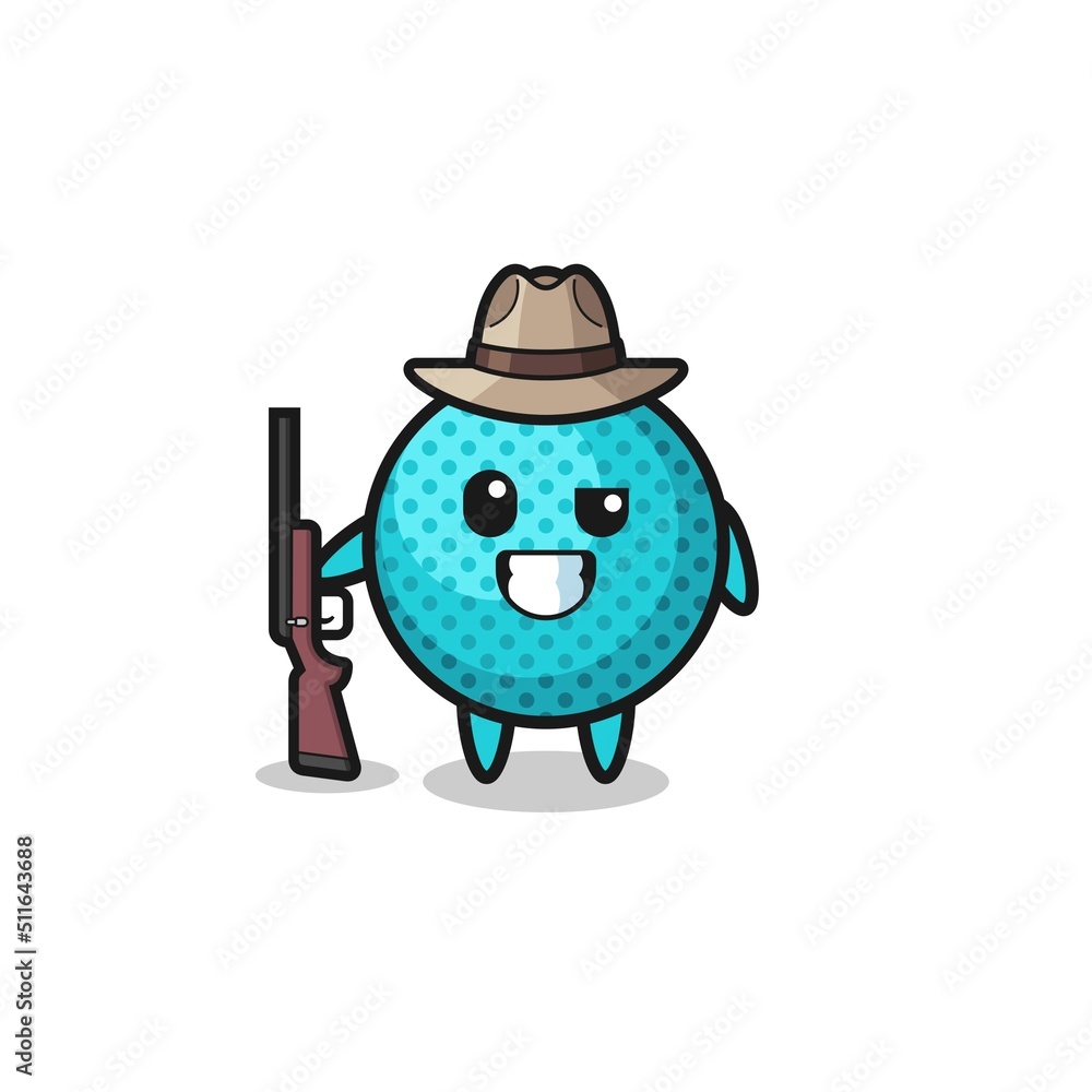 Fototapeta premium spiky ball hunter mascot holding a gun