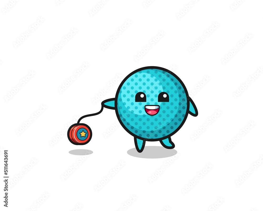 Obraz premium cartoon of cute spiky ball playing a yoyo