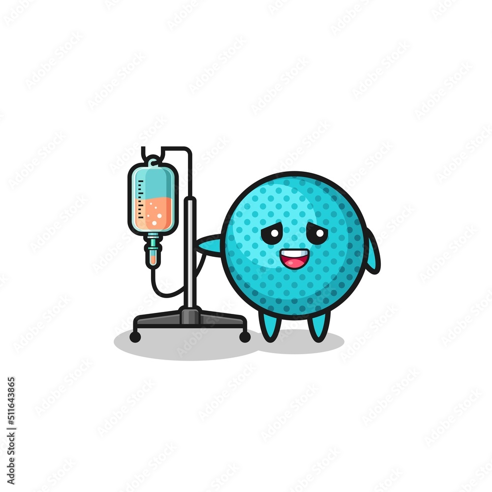 cute spiky ball character standing with infusion pole cute spiky ball character standing with infusion pole