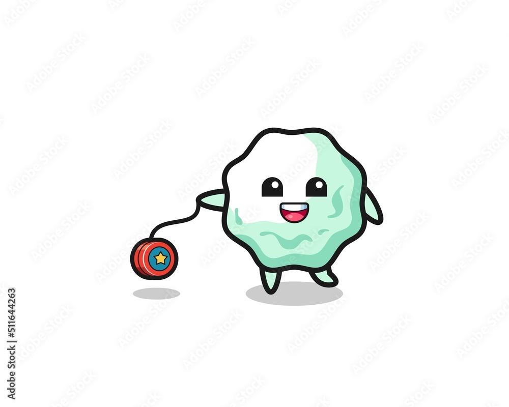 Obraz premium cartoon of cute chewing gum playing a yoyo