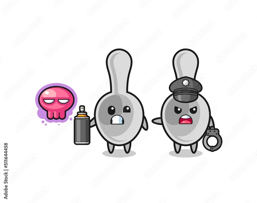 spoon cartoon doing vandalism and caught by the police spoon cartoon doing vandalism and caught by the police
