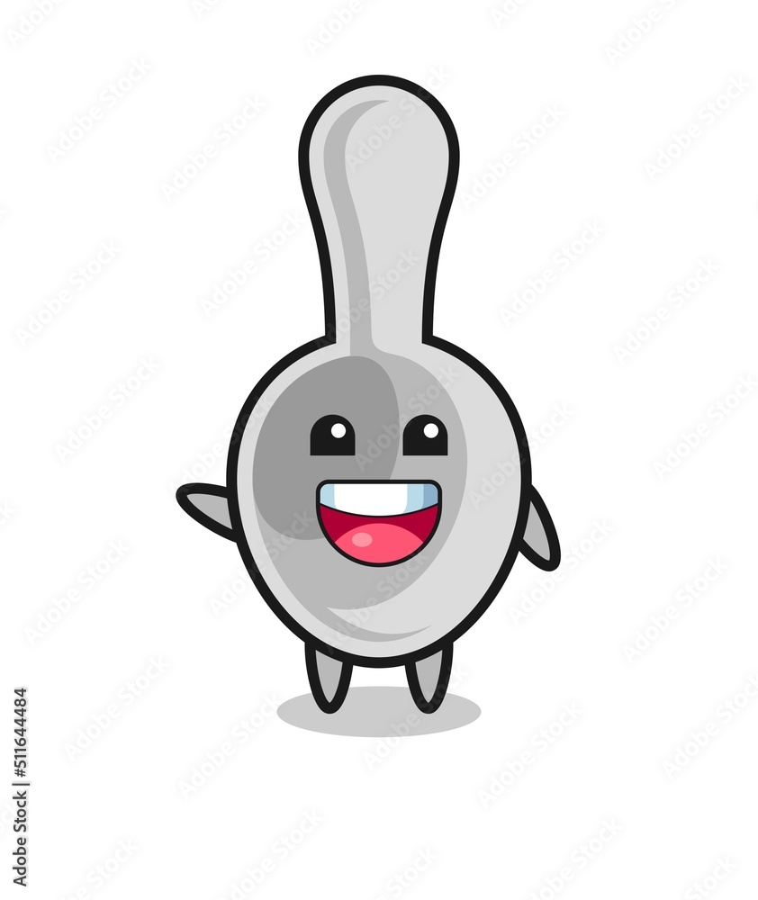 happy spoon cute mascot character