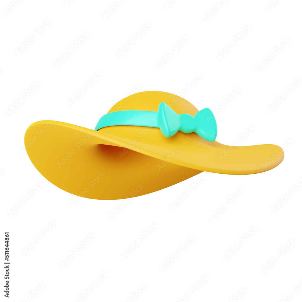 Yellow female sunhat with ribbon and bow