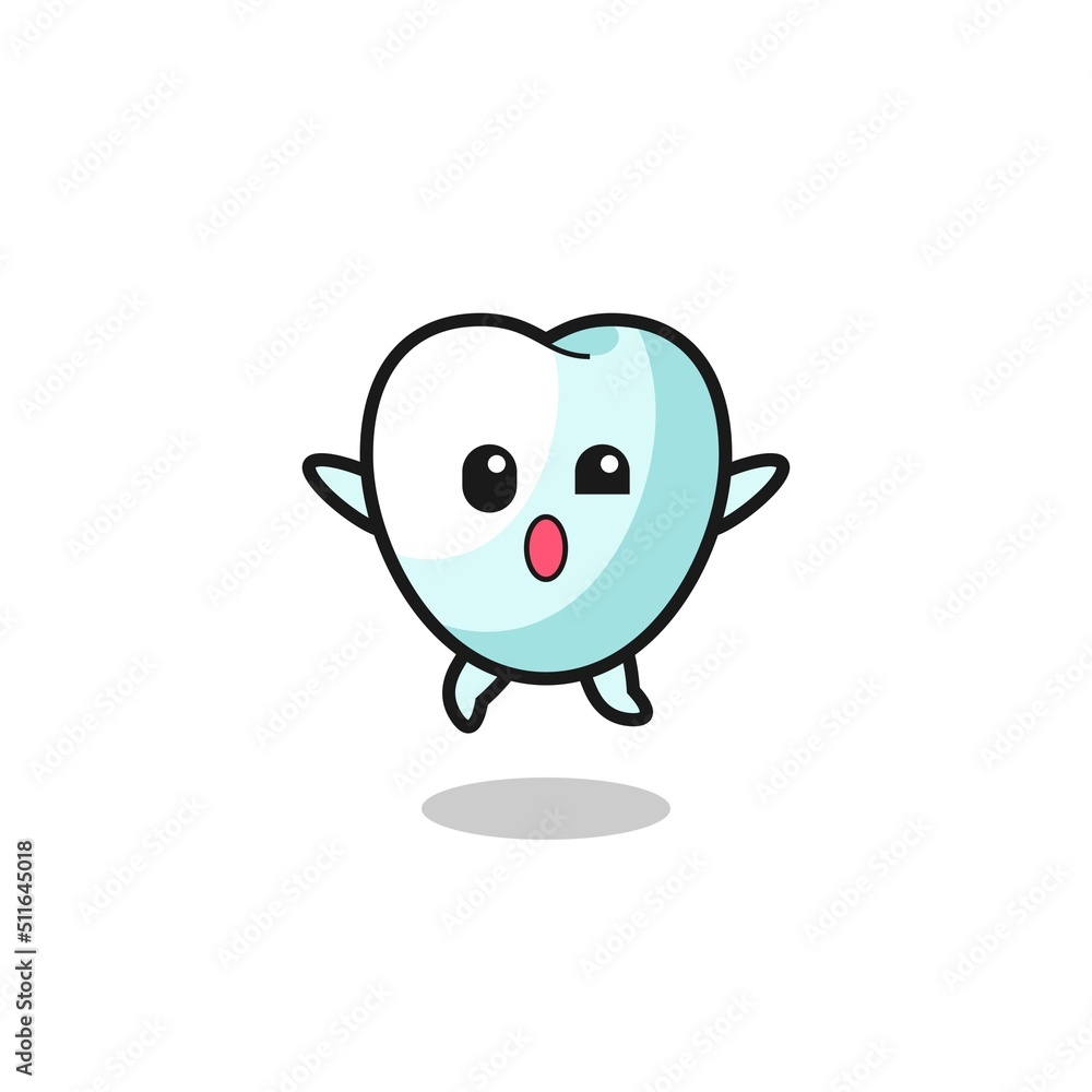 tooth character is jumping gesture tooth character is jumping gesture
