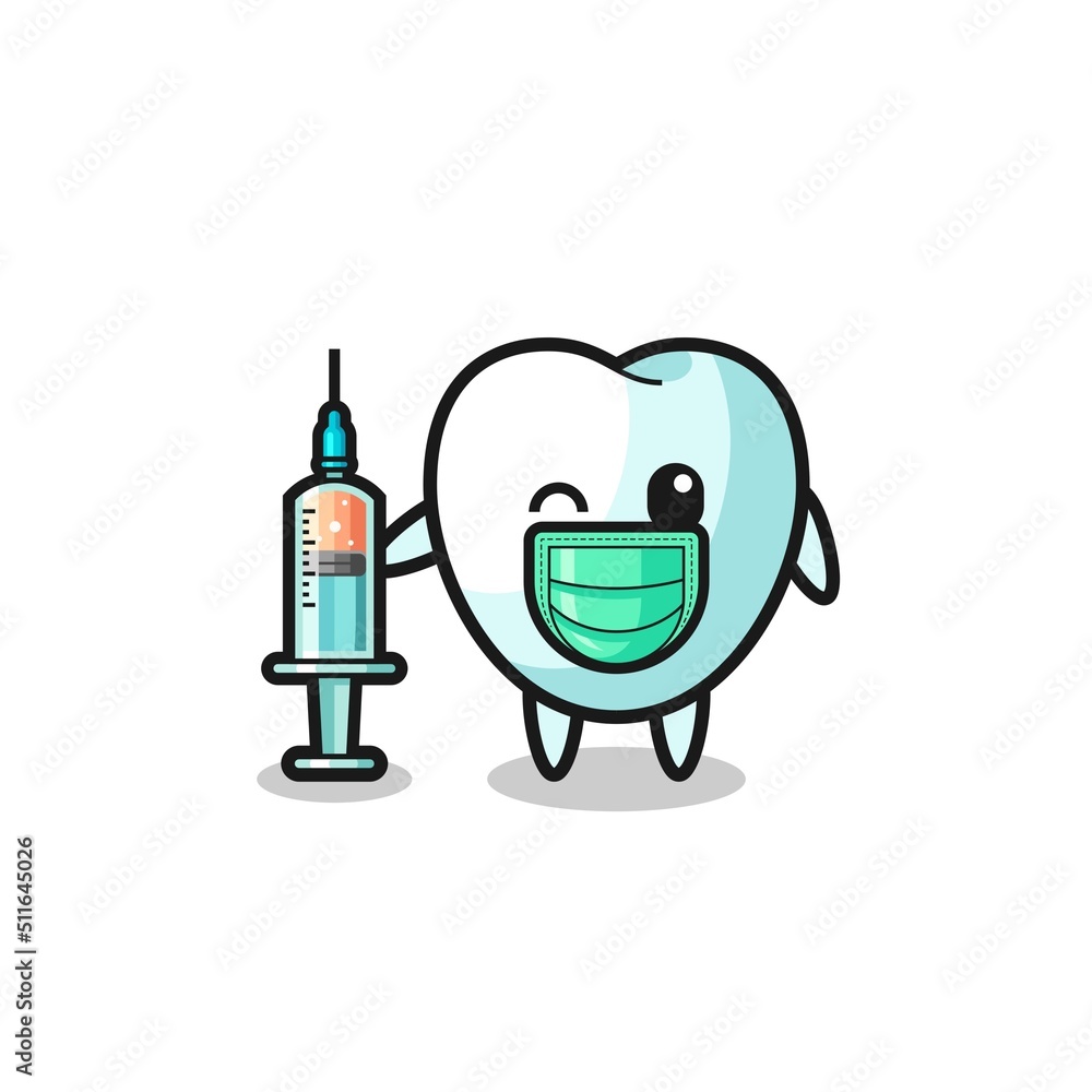 tooth mascot as vaccinator tooth mascot as vaccinator