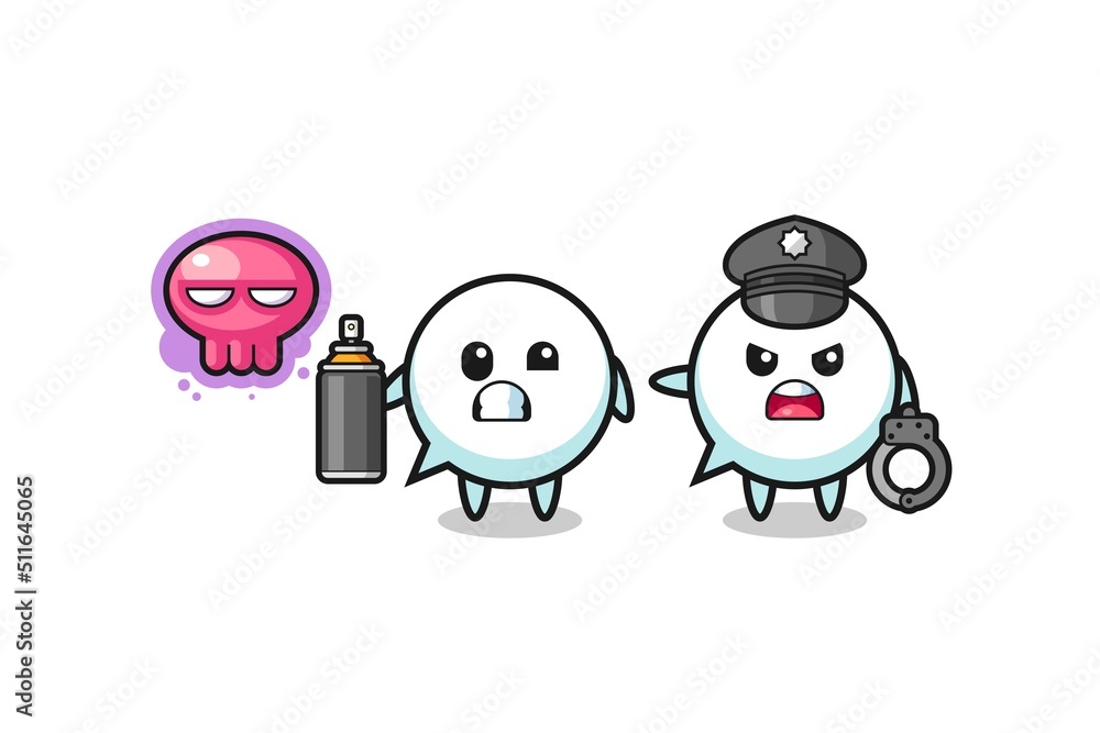 Obraz premium speech bubble cartoon doing vandalism and caught by the police