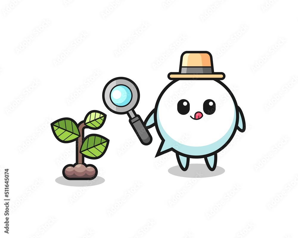 cute speech bubble herbalist researching a plants