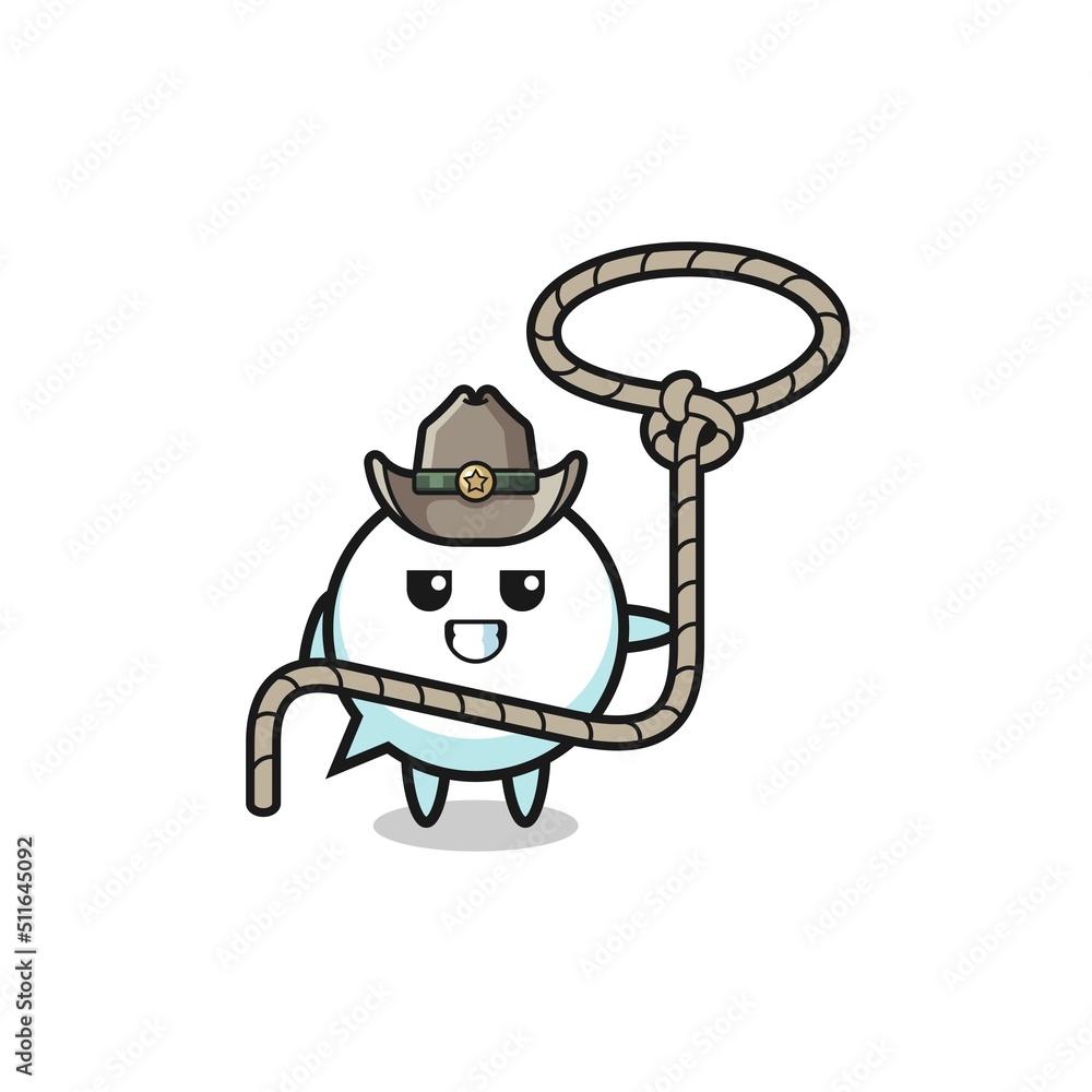 the speech bubble cowboy with lasso rope