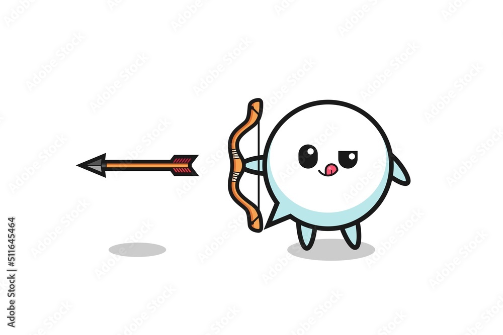 illustration of speech bubble character doing archery illustration of speech bubble character doing archery
