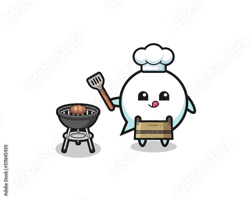 speech bubble barbeque chef with a grill
