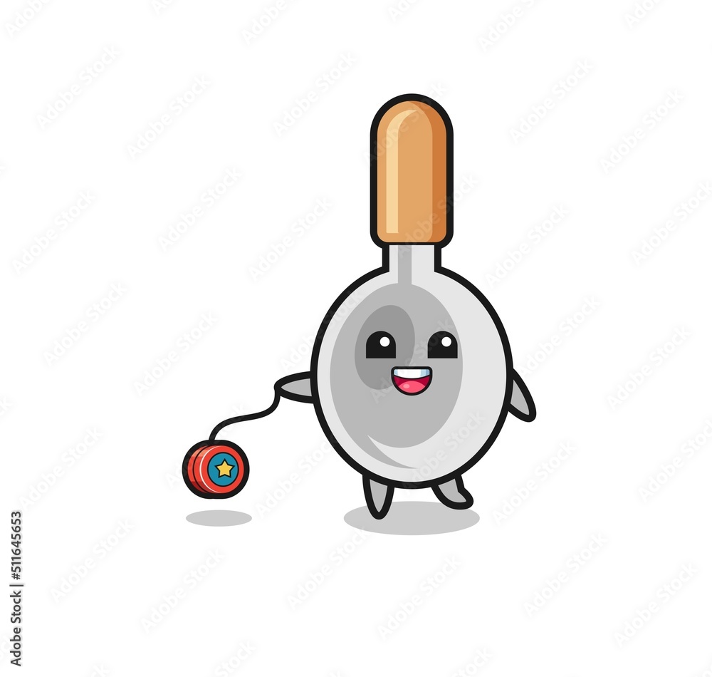 cartoon of cute cooking spoon playing a yoyo cartoon of cute cooking spoon playing a yoyo