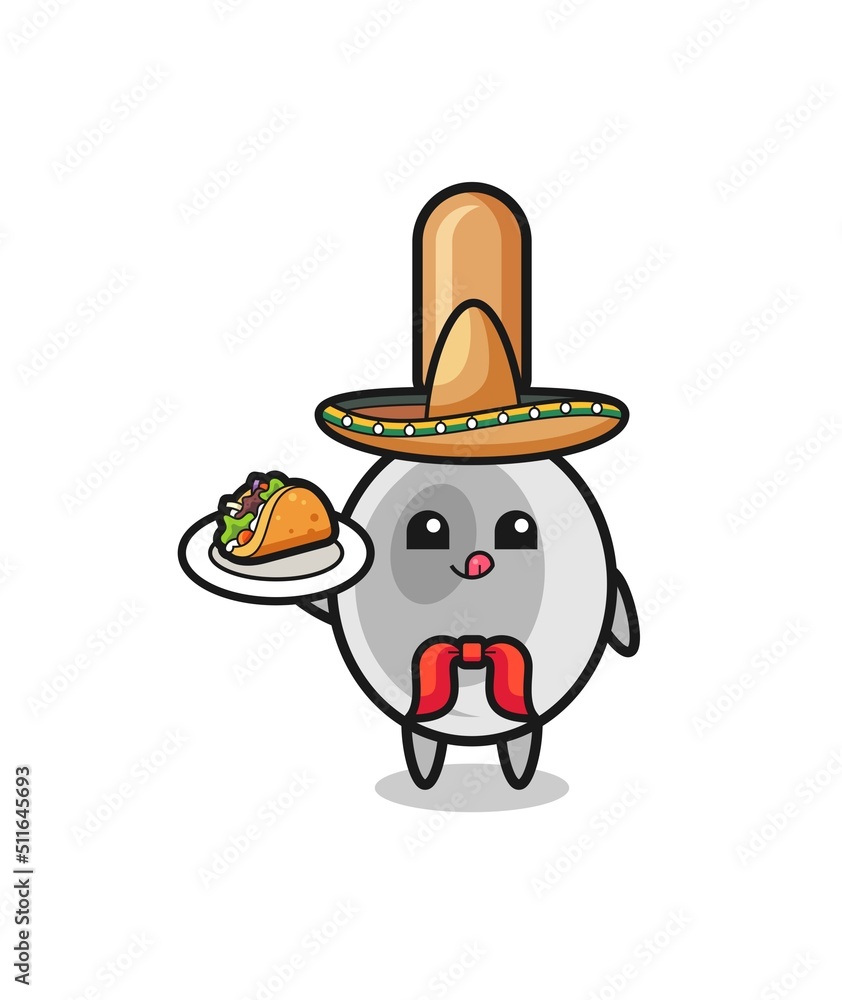 cooking spoon Mexican chef mascot holding a taco cooking spoon Mexican chef mascot holding a taco