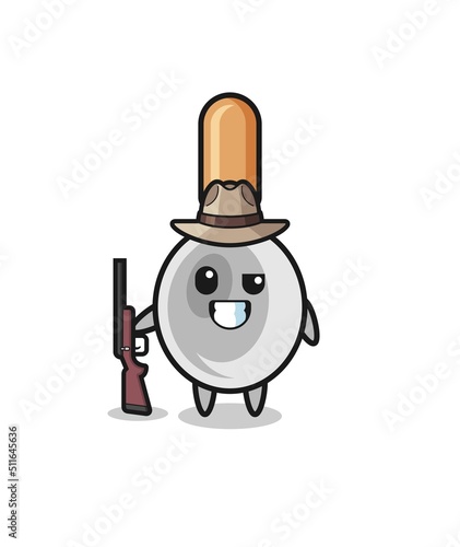 cooking spoon hunter mascot holding a gun