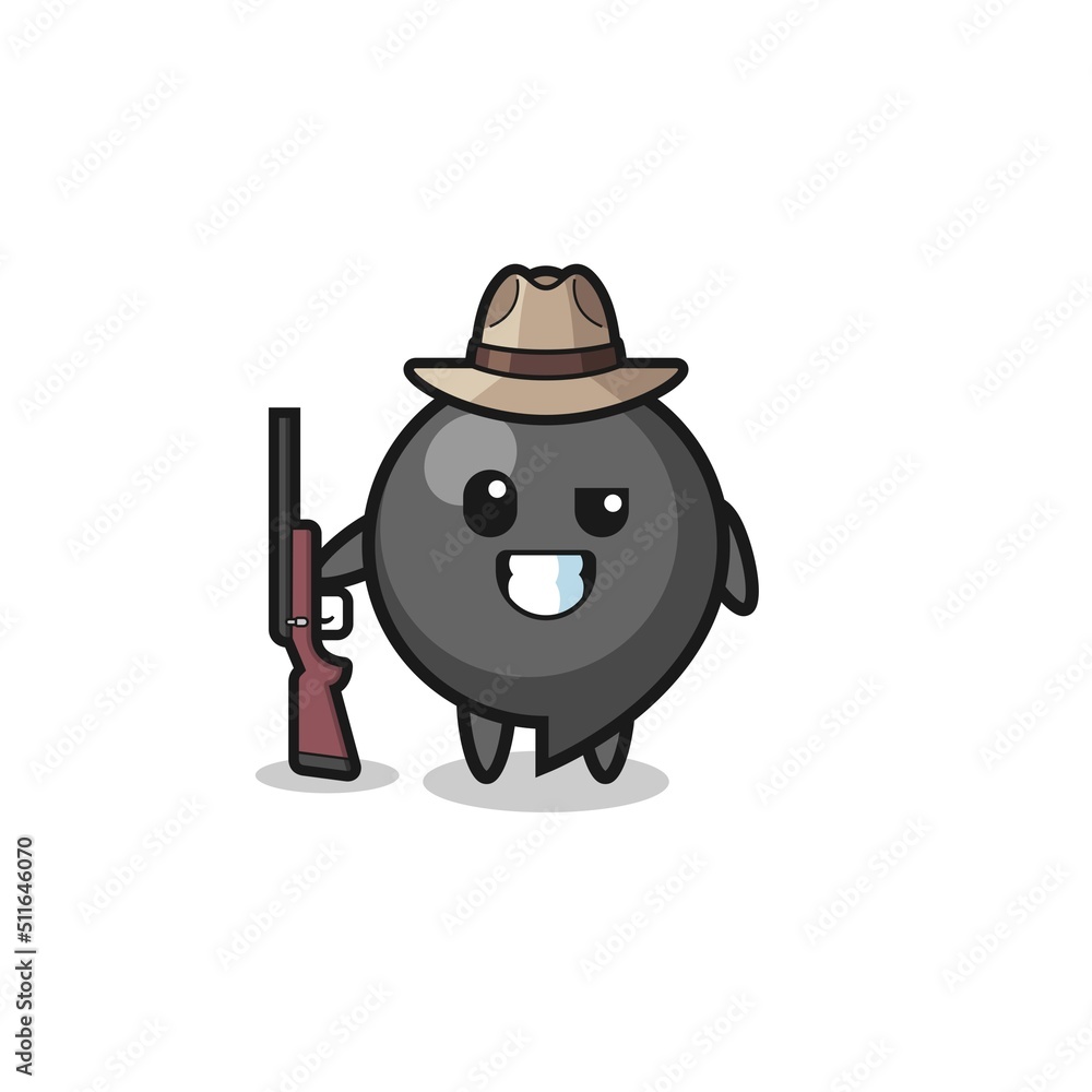 Fototapeta premium comma symbol hunter mascot holding a gun