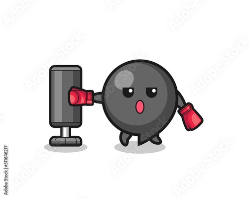 comma symbol boxer cartoon doing training with punching bag