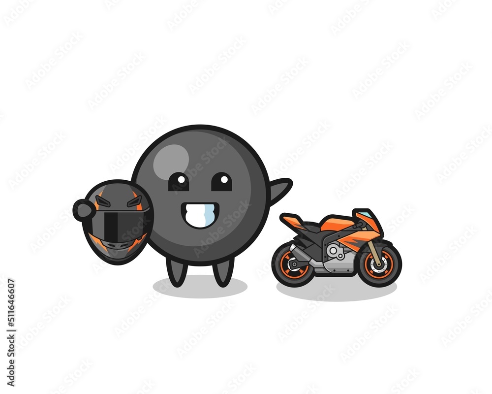 cute dot symbol cartoon as a motorcycle racer cute dot symbol cartoon as a motorcycle racer