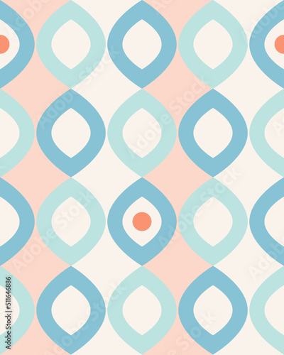 Vector retro geometric pattern in pastel colors. Simple texture made of lattices in gentle tones. Background in the style of the seventies