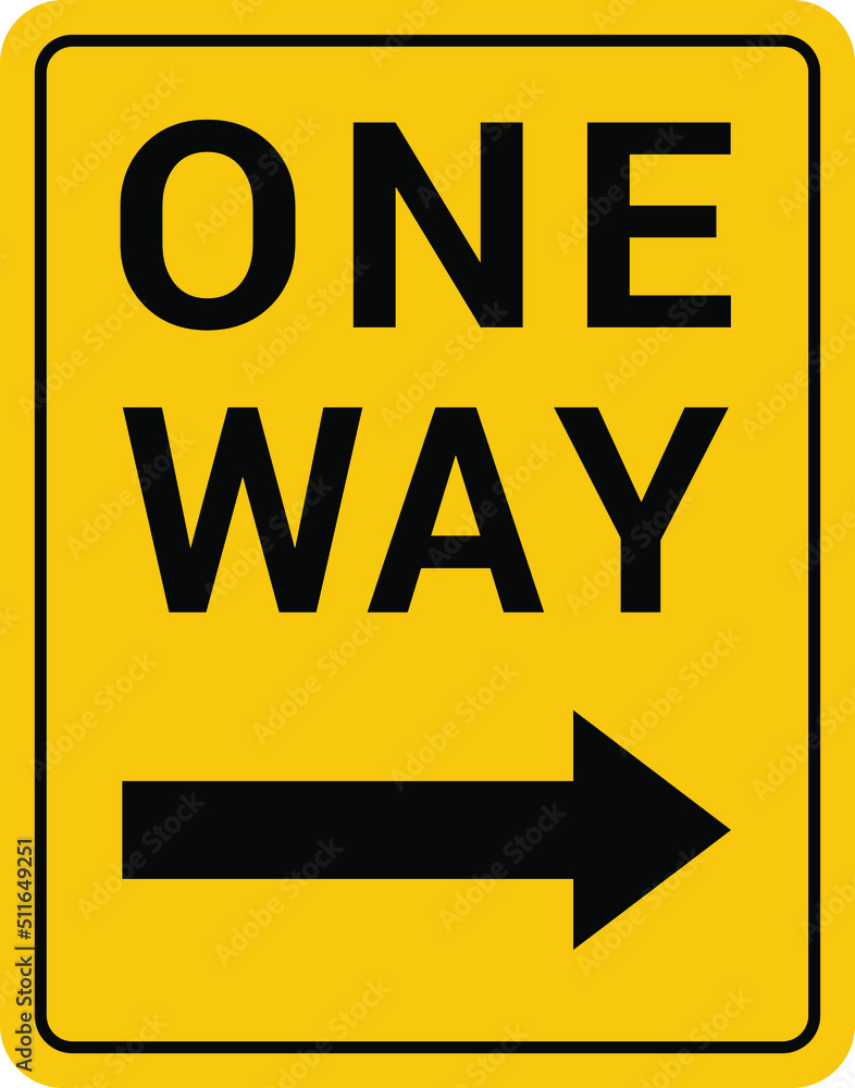 One Way road Sign on a white background, vector illustration One Way road Sign on a white background, vector illustration