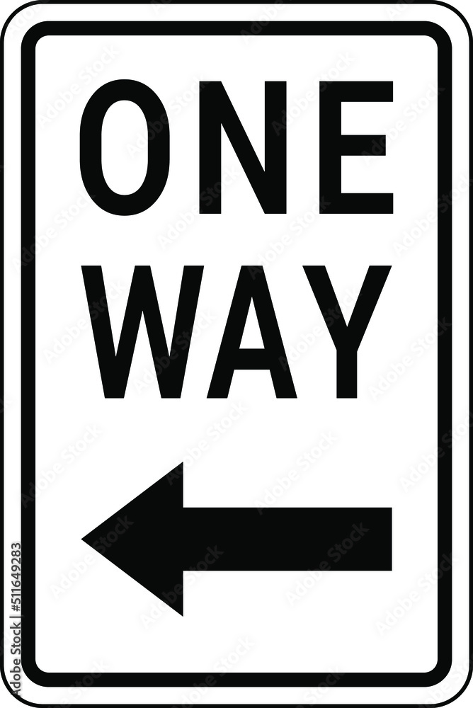 One Way road Sign on a white background, vector illustration One Way road Sign on a white background, vector illustration