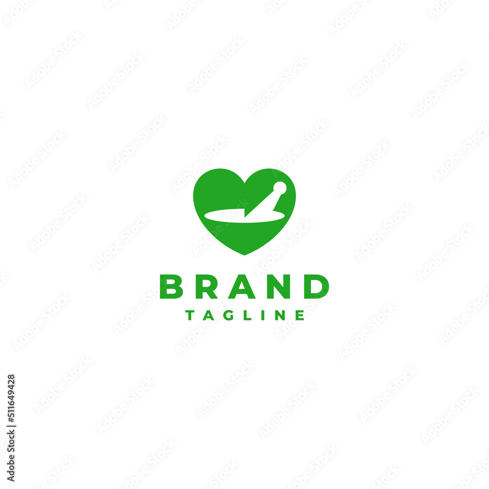Mortar and Pestle in a Green Heart Symbol. Natural health logo design with mortar and pestle in green heart symbol. Mortar and Pestle in a Green Heart Symbol. Natural health logo design with mortar and pestle in green heart symbol.