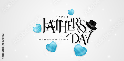 illustration of happy father's day text and love for social media posts, ads campaign marketing holidays, advertising, advertisement, corporate signs, billboard agency, animation video, printing