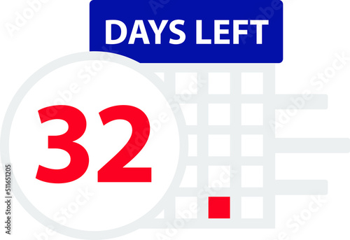 32 days left. Vector illustration.