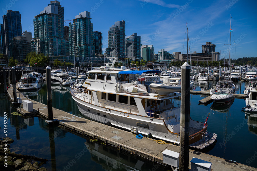 boats in the harbor of downtown Vancouver, British Colombia, Canada