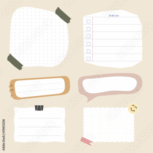 illustration vector Blank reminder paper notes, sticky note pad with tape, memo pad, memo, planner, reminder, message.