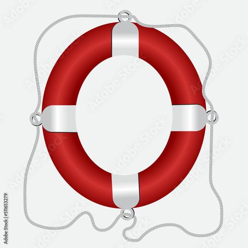 Realistic colorful rubber swimming buoy. Vector illustration of top view at pool floater