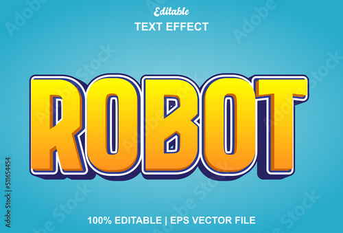 robot text effect with orange color editable.