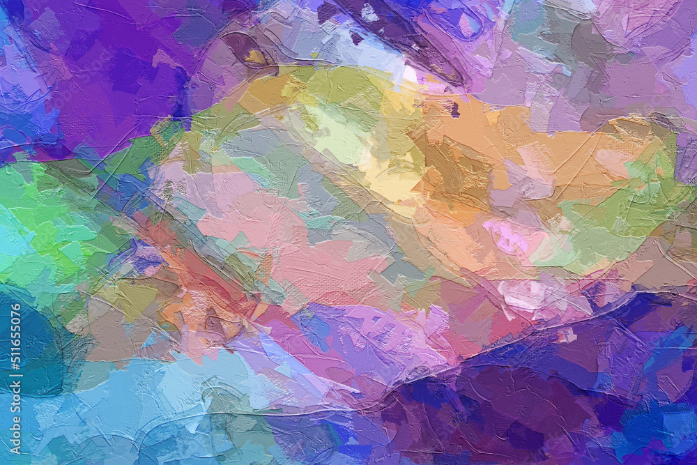 Fototapeta premium Abstract oil painting geometric texture