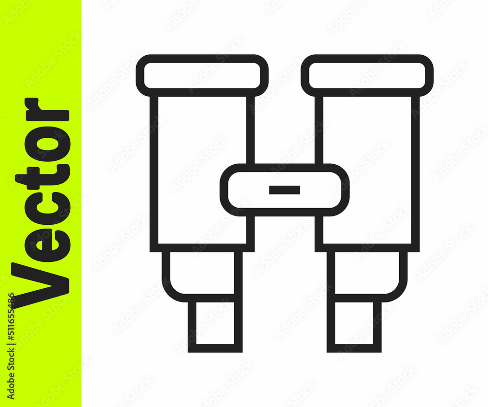 Black line Binoculars icon isolated on white background. Find software sign. Spy equipment symbol. Vector Black line Binoculars icon isolated on white background. Find software sign. Spy equipment symbol. Vector
